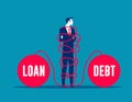 Tied up by debt and loan rope. Business debt and loan concept Royalty Free Stock Photo