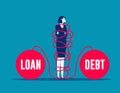 Tied up by debt and loan rope. Business debt and loan concept Royalty Free Stock Photo