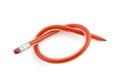 Tied up red flexible pencil isolated on white Royalty Free Stock Photo
