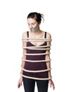Tied up woman Royalty Free Stock Photo