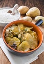 Tiella of potatoes, rice and mussels. Royalty Free Stock Photo