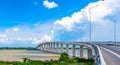 Traffic My Loi bridge on Mekong River in morning.