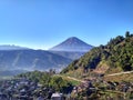 tieng village with a majestic Mount Sindoro backdrop Royalty Free Stock Photo