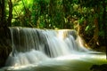 Tier 2 of Huay Mae Kamin Waterfall is named " Maan Kamin " Royalty Free Stock Photo