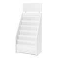 Tiered Literature Stand White POS POI Cardboard Floor Display Rack For Supermarket Blank Displays With Shelves.