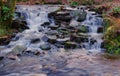 Tiers of rocky waterfall.