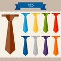 Ties colored templates for your design in flat