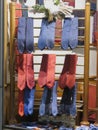 Ties on display on a window shop, for which Italy is famous worldwide