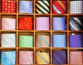 Ties on the shelf of a shop Royalty Free Stock Photo