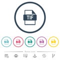 TIF file format flat color icons in round outlines