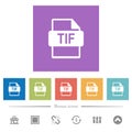 TIF file format flat white icons in square backgrounds