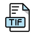 Tif File Format Icon. type file Editable Bold Outline With Color Fill Design icon. Vector Illustration