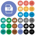 TIF file format round flat multi colored icons Royalty Free Stock Photo
