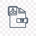 Tif vector icon isolated on transparent background, linear Tif t