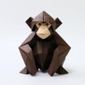 Tifanny Chimp: Brown Origami Art In Monochromatic Style