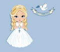 Set of design elements for First Communion for girls.