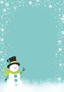 Tiffany blue Winter Background with snowflakes and snowman for your own creations Royalty Free Stock Photo