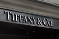 Tiffany & Co logo on Tiffany & Co`s shop