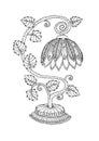 Tiffany style lamp. Illustration for adult coloring book.