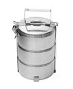Tiffin carrier stainless steel lunch box Royalty Free Stock Photo