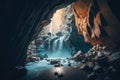 tiful scenery, mesmerizing visuals Enchanting Waterfall Cave in Unreal Engine 5\'s Hyper-Detailed, Ultra-Wide Compositio