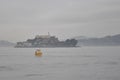 Tugboat and Alcatraz Island, San Francisco, California, USA Royalty Free Stock Photo