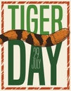 Striped Tail over Sign and Frame for Tiger Day, Vector Illustration