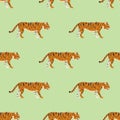 Tiger action wildlife animal danger mammal seamless pattern fur wild bengal wildcat character vector illustration