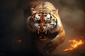 Tiger in Aggressive Sprint and Growl. Generative By Ai