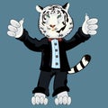 Tiger albino in suit Royalty Free Stock Photo