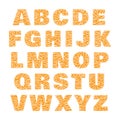 Tiger alphabet of bold orange letters with transparent stripes