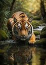 Tiger on the stream Royalty Free Stock Photo