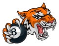 Tiger Angry Pool 8 Ball Billiards Mascot Cartoon