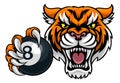 Tiger Angry Pool 8 Ball Billiards Mascot Cartoon