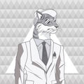Tiger animal hipster style triangule background Royalty Free Stock Photo