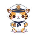 Tiger as sailor, cartoon chibi style, AI generative