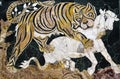 Tiger assaulting a calf, roman mosaic, Capitoline Museum