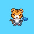 Tiger Astronaut Cute Creative Kawaii Cartoon Mascot Logo