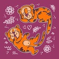 TIGER BABIES Printable And Cutting Sketch Vector Illustration