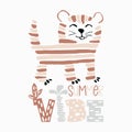 Tiger baby cute summer print. Sweet african animal