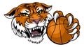 Tiger Basketball Ball Animal Sports Team Mascot