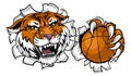 Tiger Basketball Ball Animal Sports Team Mascot