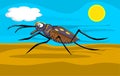 Tiger beetle running in desert illustration