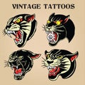 Tiger Black Tiger Old Scholl tattoo Vintgae vector illustration
