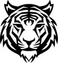 Tiger - black and white isolated icon - vector illustration Royalty Free Stock Photo