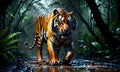 Stealthy Tiger Amidst Jungle Shadows Royalty Free Stock Photo