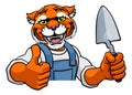 Tiger Bricklayer Builder Holding Trowel Tool Royalty Free Stock Photo