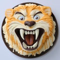 Tiger Cake: A Playful And Artistic Ice Cream Face Cake Royalty Free Stock Photo