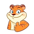 Tiger cartoon character with thumbs up