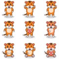 Vector illustration set of Tiger cartoon Bundle.